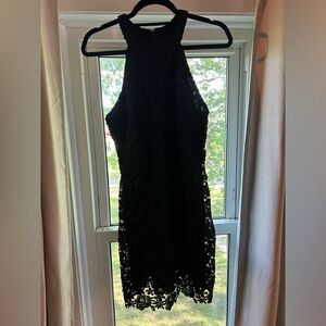 Lulus Lace Halter Neck Mini Dress Black